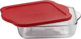 Glass Bakeware, Ovenware, Casserole with Red Lid